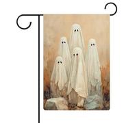 5 grands fantômes vintage esthétiques drapeau de jardin saisonnier vacances toile de jute double face maison cour drapeaux extérieurs 30,5 x 45,7 cm