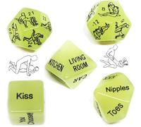 ̶ ̶ ̶̣ ̶ ̶ ̶σ̶ ̶ ̶ 5 Green Dice Green Fire, Jeu de Cadeaux pour Couple Dés pour Les événements familiaux Saint Valentin Mardi Gras Anniversaires et Autres événements de Vacances