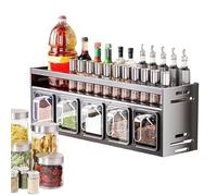 5 grilles de 40 x 10,7 x 12,3 cm - Support mural en métal sans tampon - Grande capacité - Organiseur d'épices de cuisine multifonction pour un rangement facile dans les armoires et les plans de