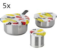 5 Housses Flexibles Pour Casseroles, Avec Elastique, Plastique, Blanc/Multicolore, 23292260