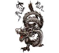 5 Images Autocollants De Tatouage Ephemere Temporaires Imperméables Non Toxiques Tatouages Temporaires De Dragon Noir Cool Et Imperméables Pour Hommes
