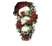 5 Images Roses Rouges + Tatouage Ephemere Corps Crâne - Tatouage Ephemere Temporaire Coloré