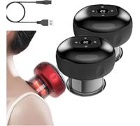 5-in-1 Adjustable 12 Levels Smart Cupping Massager, Smart Cupping Therapy Massager, Smart Dynamic Cupping, Relieves Neck Shoulder Back Aches, Improves Blood Circulation (Black 2pc)