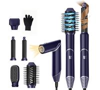 5 In 1 Air Brush Hair Dryer Brush Airstyler & Ionic Heated Brush Brushing Hair Curler Comb Heated Hair Hair Appliances And Tools Hairdressing Gift Woman Blue