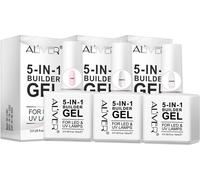 5-IN-1 Builder GEL Nail UV LED Gel de construction de l'ongle en 3 couleurs rose/blanc/transp., 3x15ml