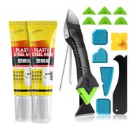 5-in-1 Caulk Remover & Finishing Tool Kit (Tool+2 Waterproof Caulk) | for Sealing and Removal, Various Gap Sizes, Durable, Safe for Surfaces, for Kitchen, Bathroom, Sink, and Window