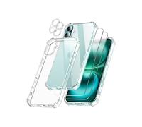 5 in 1 Coque pour iPhone 16 Plus avec 2 Verres Trempés et 2 Caméra Protecteur, Étui de Protection - Transparente - TECHTA