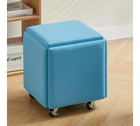 5-in-1 Cube, Removable Footrest, Rolling Chair for Living Room & Bedroom, Stackable Sofa Stool with Swivel Wheels, Light Blue, Large Size