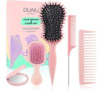 5 in 1 Hair Brush Set for Women,Travel Detangler Comb and Styling Kit with Portable Mirror,Gift Set