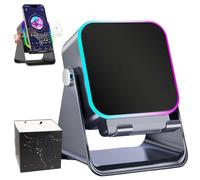 5-in-1 Induction Speaker for Mobile Phone, Wireless Bluetooth Speaker with Adjustable Stand, 8-Mode RGB Light & 5000mAh Power Bank, Stereo Sound Audio Dock for iPhone, Android & Tablets (Black)