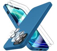 [5 In 1 Iphone 12 Mini 5.4 Case,With 2 Screen Protector Film + 2 Camera Lens Protector,Slim Liquid Silicone Shockproof Protective Case Cover