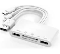 5 in 1 Memory Card Reader for iPhone/iPad - USB OTG Adapter and SD Card Reader, Supports SD/Micro SD/SDHC/SDXC/MMC, Fast Data Transfer, Wide Compatibility