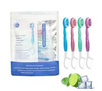 5 in 1 Mini Toothbrush & Floss & Tongue Scraper & Toothpick Set, 12/24 Pack Individually Disposable Mini Travel Toothbrushes with Freshening Bead (12Pack)