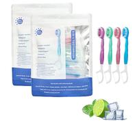 5 in 1 Mini Toothbrush & Floss & Tongue Scraper & Toothpick Set, 12/24 Pack Individually Disposable Mini Travel Toothbrushes with Freshening Bead (24Pack)