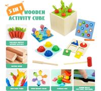 5 in 1 Montessori Wood Toys for 1 2 Years,Hammering Pounding Fishing Toy Game Carrot Harvest Toy Shape Sorter Bug Catch Game Gifts for Boys Girls Toddlers 2 3 4 Years Old