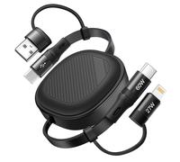 5 in 1 Multi Charger Cable, PD 60W Cables Universal USB A/C to USB C/Lightning Quick Charge Retractable Cable Multi Tip for iPhone 16/15/14/13 Pro Max/SE/iPad/CarPlay