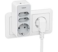 5 In 1 Multi Socket Usb C Power Strip With 3 Ac Outputs And 2 Usb, Compatible With Phone, Pad, Ac Adapter For Home, Office, Grey