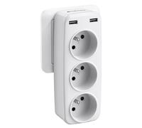 5-in-1 Multi USB Mains Socket Charger with 3 AC 16A Output, 4000W and 2 USB Ports, Ideal for Bedrooms and Offices