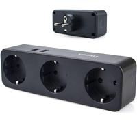 5 In 1 Multi Usb Socket Wall Power Socket, 3 Sockets And 2 Usb Ports, 4000 W Usb Multi Wall Socket, Electric Triplet For Home, Office, Travel (Black)