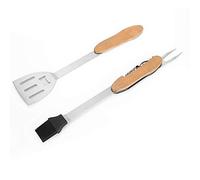 5 in 1 Multifunctional Detachable Folding BBQ Tool Set, Barbecue Tool with Anti Scald Beech Wood Handle, Stainless Steel Grilling Accessories for Outdoor Camping Picnic and Backyar
