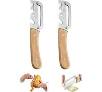 5 in 1 Multifunctional Vegetable Peeler, Multifunctional Peeler for Kitchen with Ultra-Sharp Stainless Steel Blade and Ergonomic Wooden Handle, Bottle Opener, Fish Scaler
