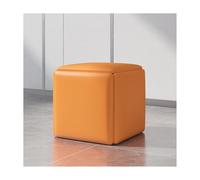 5 in 1 Pink Leather Ottoman Cube Chair with Wheels Stackable Square Bench for Living Room and Dining Movable Foot Stool Coffee Table Stools 17.7x17.7x17.7in (Orange 17.7x17.7x17.7i
