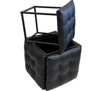 5-in-1 Pouffe-Transformer - 5 tabourets en 1 pouf en éco-cuir noir