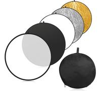 5 in 1 Reflector Photo Light 60 cm/23.6 inch Round with Carry Bag ¿ Translucent, Silver, Gold, White and Black for Studio and Outdoor Lighting