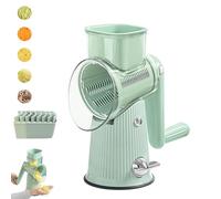 5 In 1 Round Slicer, 5 In 1 Rotary Cheese Grater Vegetable Slicer, Multifunctional Replaceable Stainless Blades Vegetable Cutter, for Fast Kitchen Prep (Green)