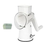 5 In 1 Round Slicer, 5 In 1 Rotary Cheese Grater Vegetable Slicer, Multifunctional Replaceable Stainless Blades Vegetable Cutter, for Fast Kitchen Prep (White)
