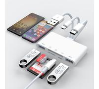 5 in 1 SD TF Card Reader for iPhone/iPad/Android/Mac Book/Computer/Tablet/Camera, USB OTG USB C and USB A with Micro SD & SD Card Slots, Supports SD/Micro SD/SDHC/SDXC/MMC