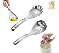 5-in-1 Stainless Steel Cooking Spoon, Multifunction Cooking Spoon B) | Egg White Separator, Potato & Garlic Masher, Ginger Grater, Food Strainer & Bottle Opener for Kitchen