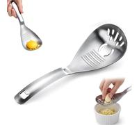5-in-1 Stainless Steel Cooking Spoon, Multifunction Cooking Spoon (A) | Egg White Separator, Potato & Garlic Masher, Ginger Grater, Food Strainer & Bottle Opener for Kitchen