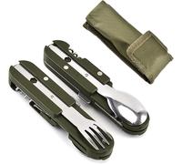 5 In 1 Stainless Steel Folding Tableware,Multifunctional Camping Tools,Foldable Cutlery For Picnics,Hiking And Outdoor Adventures,Durable And Practical Edition