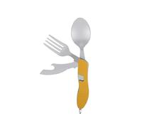 5-in-1 Stainless Steel Tableware Set with Knife, Fork, Spoon & Bottle Opener - Portable Orange Utensils for Camping & Picnic