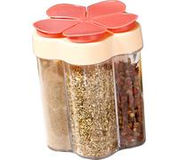 5 In 1 Travel Spice Containers Shaker Jars Clear Plastic Container Jars Airtight Cap for Kitchen Household Camping Red (Récipient à épices de voyage)