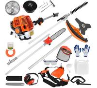 5 in 1 Tronçonneuse thermique 2300W - BIPLUT - Débroussailleuse, Taille-haie ,Coupe-herbe intégrés - Moteur 52cc 2 temps - 1.2 L