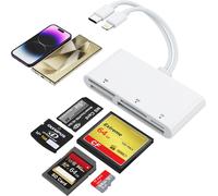 5 in 1 USB-C Lightning Multi Card Reader for SD, CF, XD, MS, Micro SD - Multi Memory Card Adapter Hub for iPhone, iPad, MacBook, Samsung, Windows, Mac OS, iOS, Linux, Android
