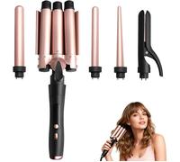 5 in 1 Wave Iron Set Includes Crimper Waver and 4 Ceramic Barrels for Creating Big Waves,Fast Hair Heating FER A FRISER
