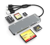 5-in-3 Lecteur Carte SD USB C USB A Lightning - Micro SD/SD/TF/CF/XD/MS Lecteur de Cartes Mémoire Externes OTG Adaptateur for iPhone/iPad/MacBook/Samsung, Lecteur Memory Stick Pro Duo pour iPhone