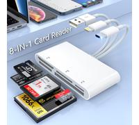 5 in 3 SD Card Reader, USB C & Lightnin & USB-A 3 Connector SD Card Adapter for iPhone OTG to SD/TF/CF/Micro SD/XD/MS, Multiple Card Reader for iPhone/iPad/Android