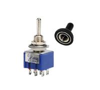 5 interrupteurs à bascule 6 A 120 V CA à 2 positions ON-ON, interrupteur à bascule 3 positions ON-OFF-ON étanche for voiture(202 Blue,Without Cap)