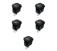 5 interrupteurs ON-OFF à bascule, bouton noir, unipolaire SPST, 2 positions, rond, montage par panneau, trou diamètre 14 mm, marquage 0-I, portée 230 V 3 A, contacts à souder