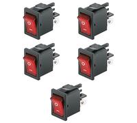 5 interrupteurs ON-OFF à bascule, bouton rouge lumineux, bipolaire DPST, 2 positions, marquage 0-I, rectangulaire, montage sur panneau, trou 19 x 13 mm, portée 220 V 230 V 6 A, contacts laiton 4,8 mm