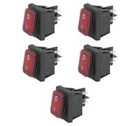 5 interrupteurs ON-OFF à bascule, IP65, étain, bouton rouge lumineux, bipolaire DPST, marquage 0-I, 2 positions, panneau trou 30 x 22 mm, portée 220 V 230 V 16 A, contacts 6,35 mm, étanche