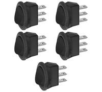 5 interrupteurs ON-ON à bascule, bouton noir, unipolaire SPDT, 2 positions, rond, montage par panneau, trou diamètre 20 mm, portée 220 V 230 V 6 A, contacts terminaux en laiton 4,8 mm