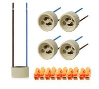 5 jeux de douilles GU10, le fil de silicone résistant aux hautes températures est connecté à la fiche GU10, socle en céramique, 0-250V, y compris les bornes de connexion rapide