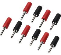 5 jeux de fiches banane, broche en laiton nickelé, droites pour connecteur femelle à ressort interne pour panneau J.10001, 2 mm (rouge, noir)