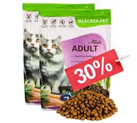 5 kg de nourriture pour chats Lecker.Pet® Mia's Adult, volaille savoureuse, nourriture sèche complète, date limite de consommation 4/2026