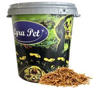 5 kg de vers de farine séchés Lyra Pet® dans un récipient de 30 L